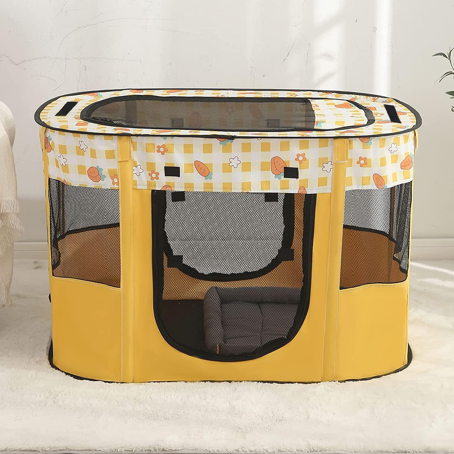Portable Pet Playpen, Foldable Exercise Play Tent Kennel Crate for
