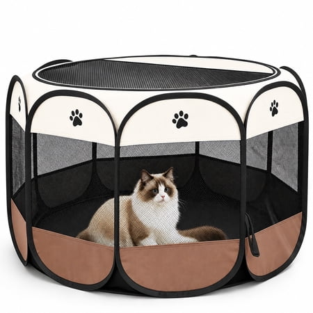 Portable Pet Playpen, Puppy/Cat Playpen Foldable Pet Exercise Pen Tents Dog Kennel House Playground for Indoor Outdoor Travel Camping Use