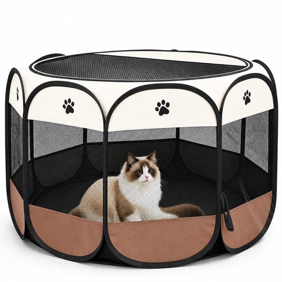 Portable Pet Playpen, Puppy/Cat Playpen Foldable Pet Exercise Pen Tents Dog Kennel for Indoor Outdoor