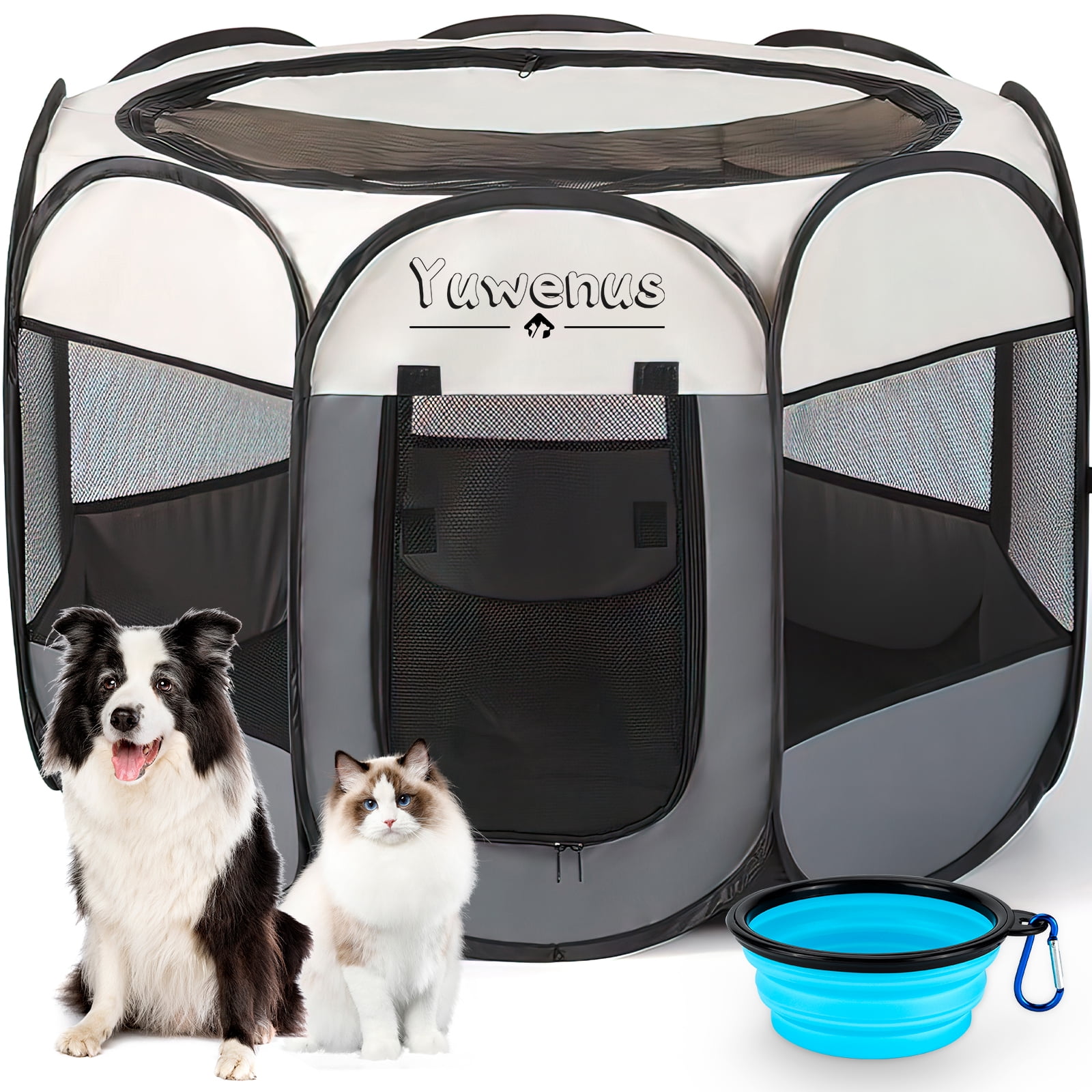 Portable Pet Playpen, YUWENUS Dog Playpen Foldable Pet Exercise Pen