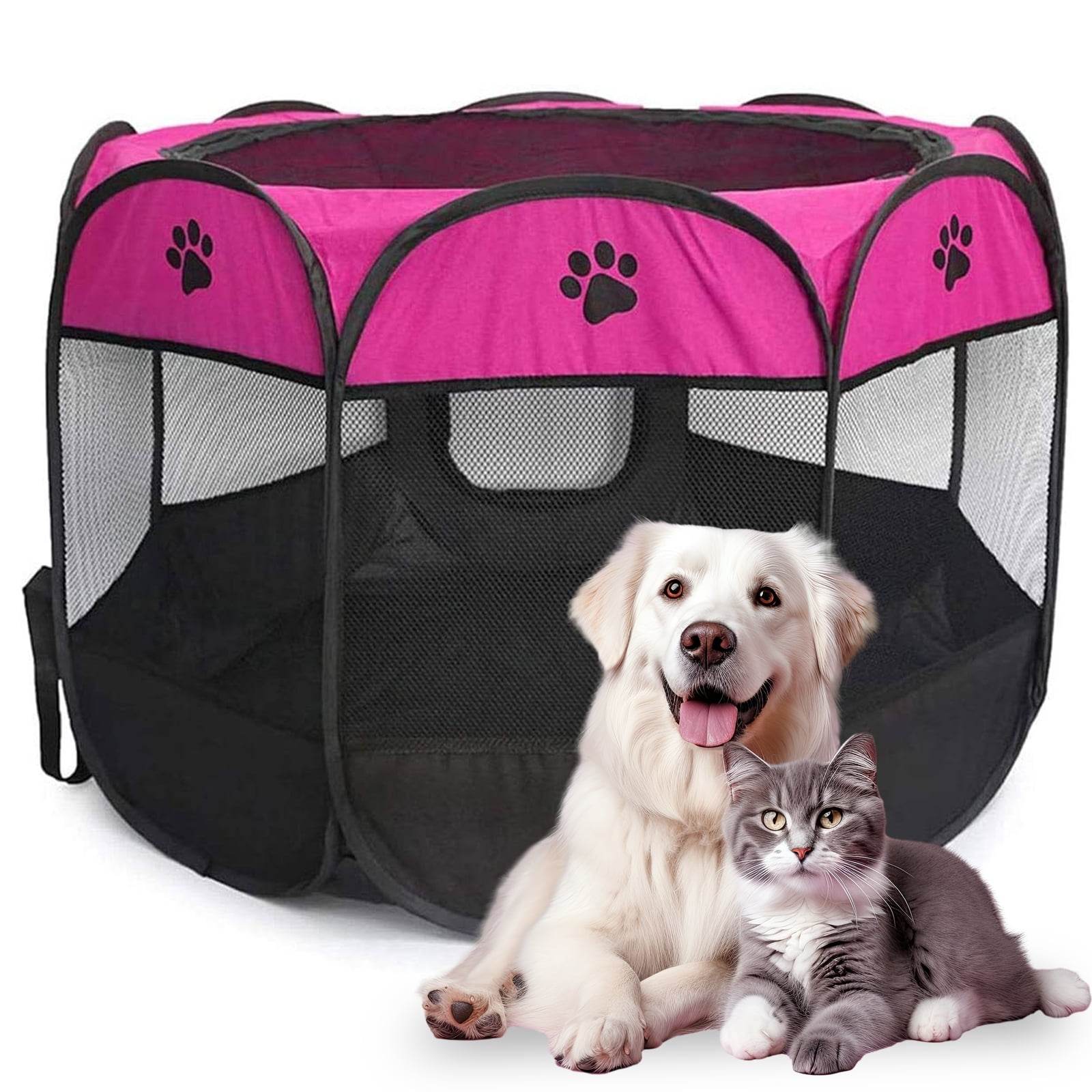 Portable Pet Playpen for Dog Cat Puppy, Apphome Foldable Pop-up Dog Kennel Tent for Indoor Outdoor Travel Camping Use, Large Size 45"x23"
