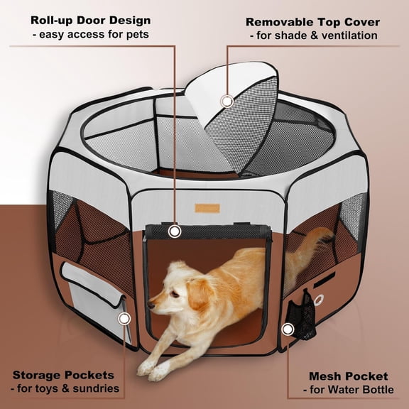 Portable Pet Playpen for Dogs, Cats, Rabbits, Foldable Large-Capacity Tent for Indoor/Outdoor Travel Camping