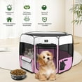 thumbnail image 1 of Portable Pet Playpen for Puppies, Cats, Rabbits - Foldable Exercise Tent with Mesh Panels, Pink, 1 of 5