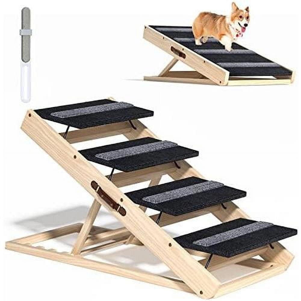 Portable Pet Ramp With Stairs Foldable 2In1 Pet Ramp For High Bed/Car