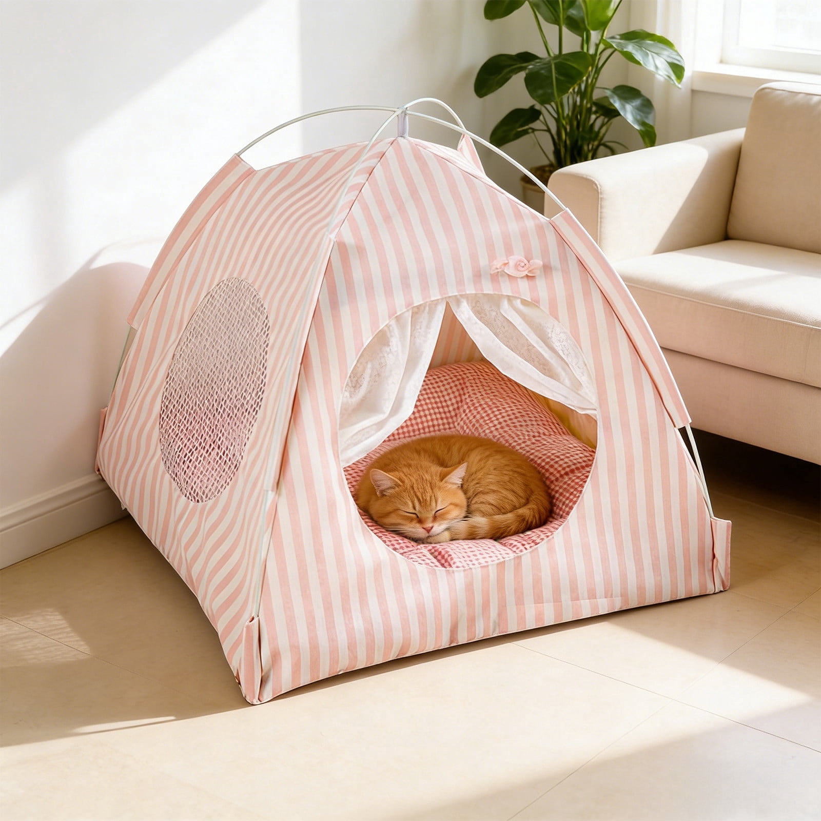 Portable Pet Tent Foldable Mosquito Proof Bed, Indoor Outdoor Breathable Travel Camping Shelter for Small Dogs Cats