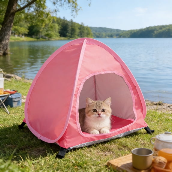Portable Pet Tent Lightweight Dog Cat Shelter Breathable Mesh Sun Protection Foldable for Indoor Outdoor Camping Picnic Park Outing for Small Medium Dogs Cats Kittens Puppies Small Pets Supplies