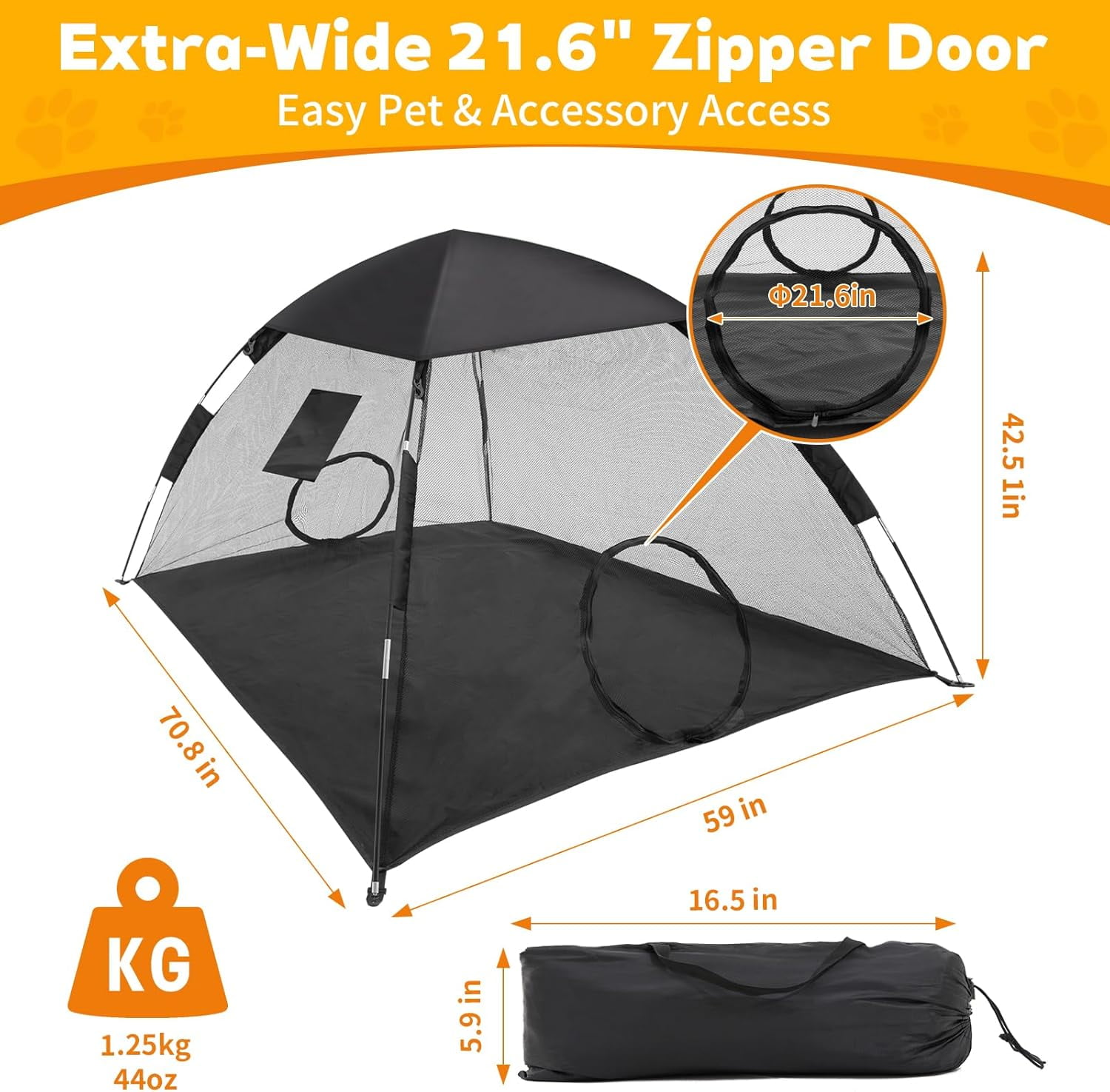 Portable Pet Tent for Cats Outdoor Camping Playpen Sunshade  Enclosures for Indoor Kittens Rabbits Guinea Pigs Small Animals Mesh House