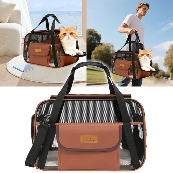 Portable Pet for Cats and Dogs with Mesh Window and Comfortable Padding for Safe Travel