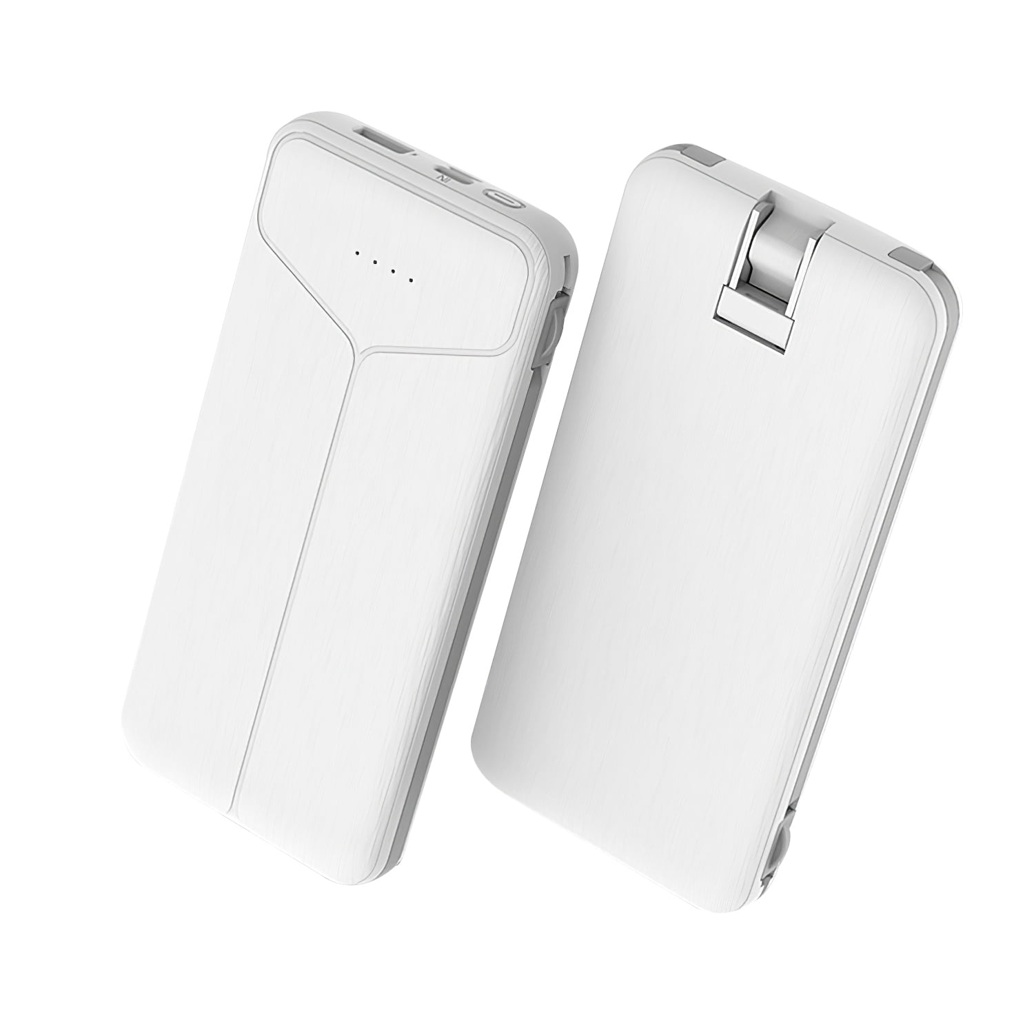 Portable Phone Charger with US Wall Plug TeqHome 10000mAh Power Bank with 2 Built-in Cables Fit for IOS Phone 14 Android and More White
