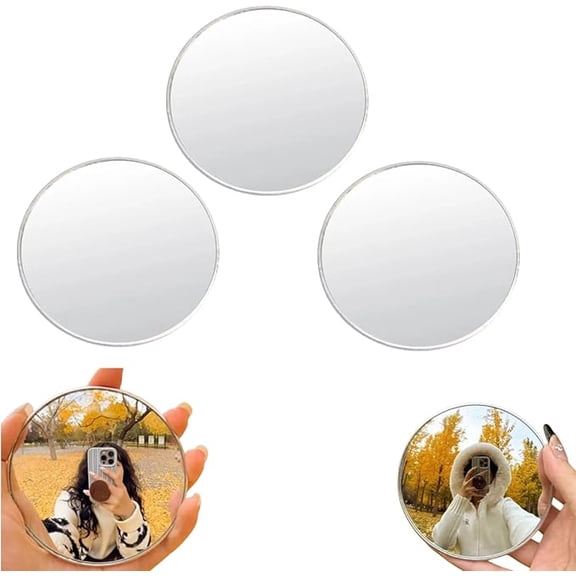 Portable Phone Selfie Convex Mirror, 3.7 Inch Wide Angle Circular Rear Camera Vlog Mirror for Travel Photos, Lightweight ABS Black (3PCS) (K)