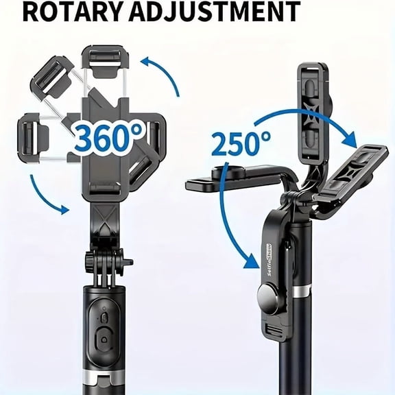 Portable Phone Tripod for iPhone, Adjustable Tripod for Phone with Bluetooth Remote, Rotating Phone Stand for Recording, Vlogging, Live Streaming and Photography