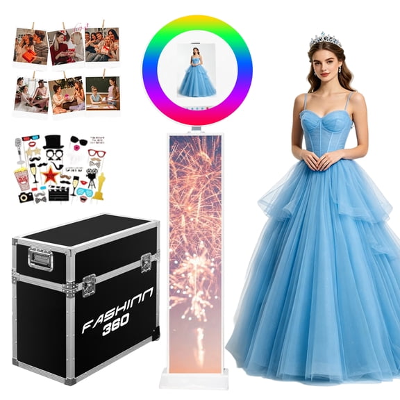 Portable Photo Booth Compatible with Any Ipad,Photo Booth Stand Shell RGB Ring Light,with Flight Case,Perfect for Parties,Wedding and Events