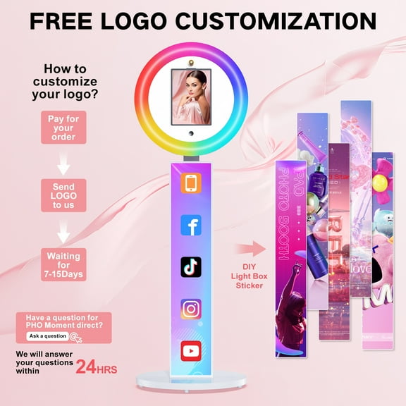 FOOTIELD Portable Photo Booth with Voice Control, Large Lightbox, iPad Compatibility, Ring Light & App Control