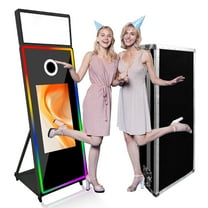Portable Photo Booth Machine 65inch Mirror Magic Selfie Machine with 32inch LCD Touch Screen APP Control with Flight Case for Wedding