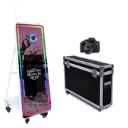 Portable Photo Booth Machine with 32inch LCD Touch Screen Magic Mirror Selfie Machine with Flight Case for Party