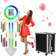 thumbnail image 1 of Portable Photo Booth Shell Stand for iPad 10.2" 10.9" 11" 12.9" APP Control RGB Ring Light Music Sync Box Metal Selfie Detachable Photobooth Machine with Flight Case for Events Rental (White), 1 of 12