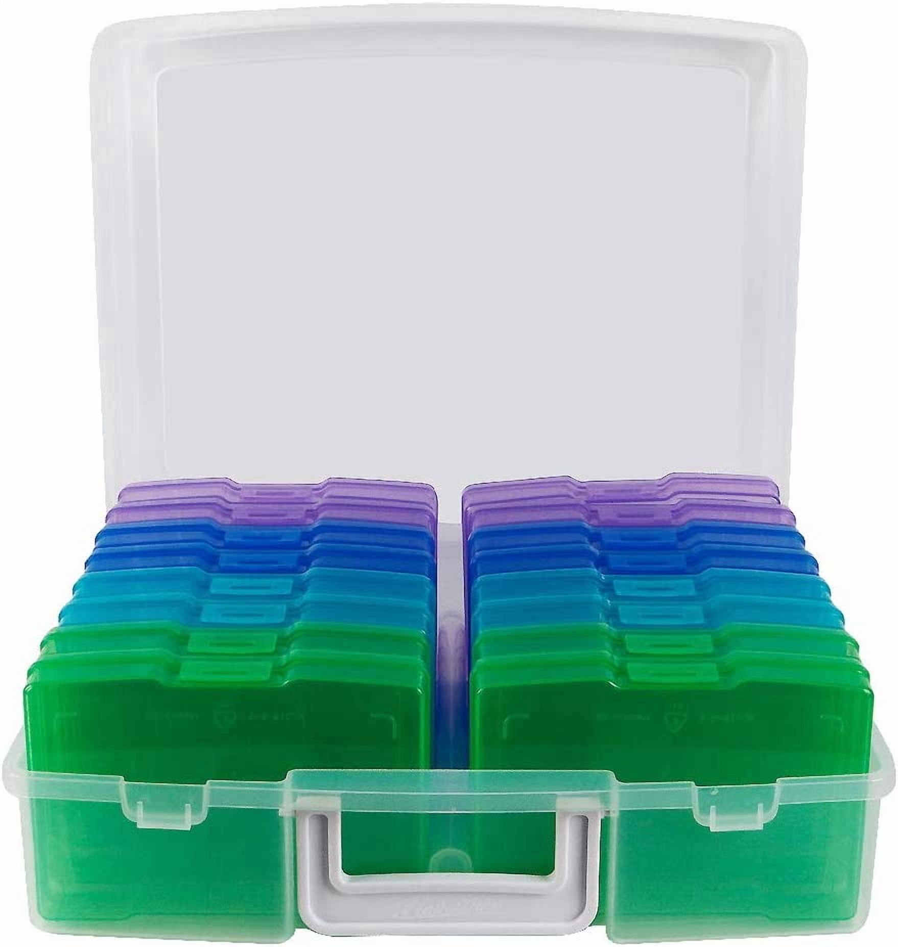 Portable Photo Organizers & Storage Containers, Transparent 4" x 6" Picture Organizers with Handle, 16 Inner Photo Cases, Photo Storage Box