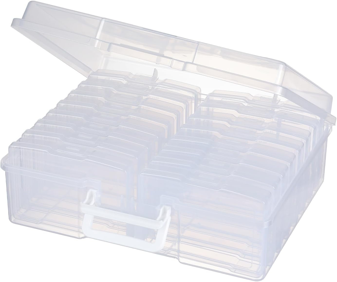 Portable Photo Organizers & Storage Containers, Transparent 4" x 6" Picture Organizers with Handle, 16 Inner Photo Cases, Photo Storage Box