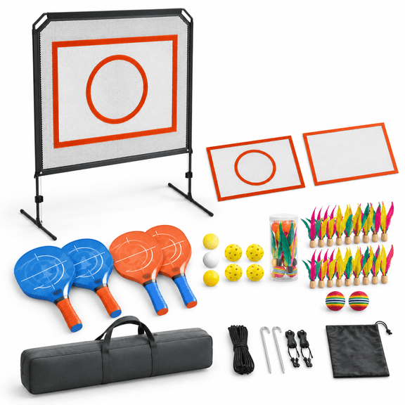 Portable Pickleball Set with Net, 2 Pro Paddles, and Accessories for Family Play
