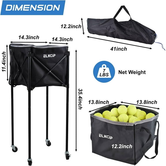 Portable Pickleball & Tennis Ball Collector - Pickleball Retriever Basket Carrier for Training and Storage