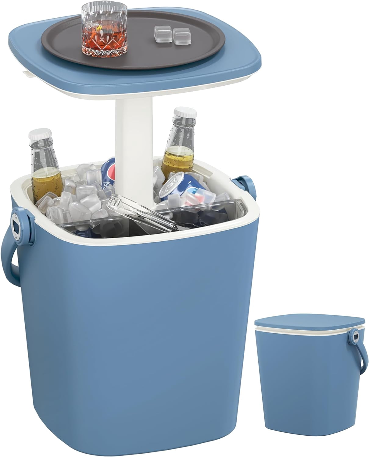 Ice Bucket Table Outdoor Drink Bar Portable Cooler Table With Lift Top – 15 Liter Ice ...