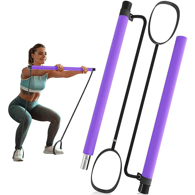 Pilates Bar Kit with Resistance Band, Portable Home Gym Workout Package,Resistance  Band and Toning Bar Yoga Pilates Stick Yoga Exercise Bar with Foot Loop for  Total Body Workout 