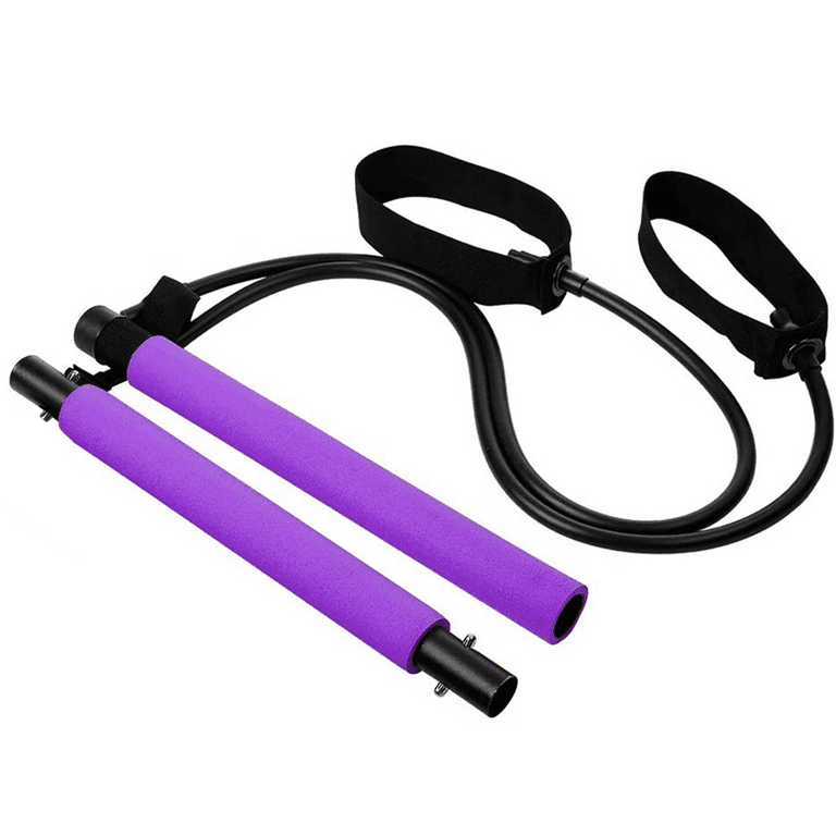 Portable Pilates Exercise Bar Kit with Adjustable Resistance Bands and  Travel Bag for Use at Home, Gym, Office, or Travel