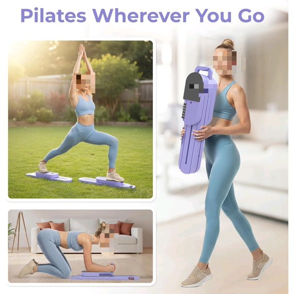Portable Pilates Reformer Board for Home Workouts – Smooth, Full-Body Pilates Training with Resistance Bands, Door Anchors & Workout Guide$$Other