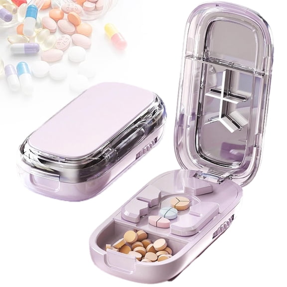 Portable Pill Cutter for Small Pills, 2 in 1 Adjustable Pill Splitter, 1/2 and 1/4 Tablet Cutting, Centering Device for Accurate Alignment, Compact Design for Easy Use
