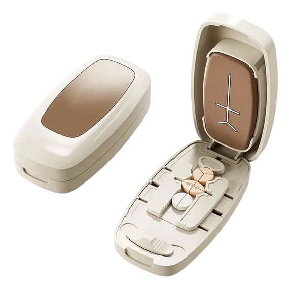 Portable Pill Cutter & Splitter Adjustable Multi-Size | Accurate Centering Alignment | Precision 1/2 1/3 1/4 Dose Cutting | Food-Grade ABS, Stainless Steel Blade | Storage Box | Safely Splits Pills