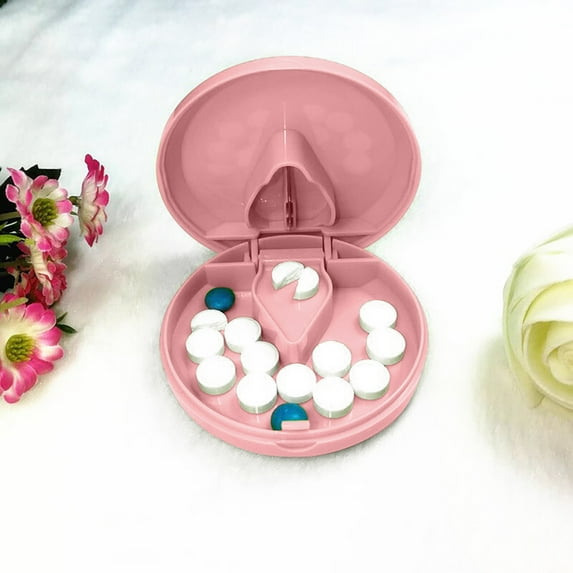 Portable Pill Cutter with Guard, Precision Tablet Splitter/Cutter for Small Large Pills Vitamins, ABS Plastic & Stainless Steel Blade, Green