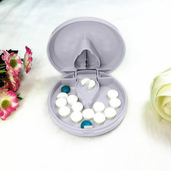 Portable Pill Cutter with Guard, Precision Tablet Splitter/Cutter for Small Large Pills Vitamins, ABS Plastic & Stainless Steel Blade, Green