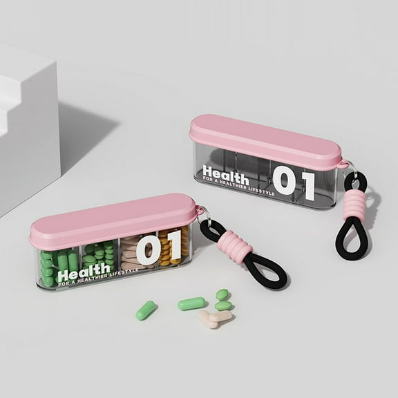 Portable Pill Dispenser with 4 Compartments, Travel Pill Bottle Organizer with Strong Seal，Anti-Mix Supplement Organizer，Pill Box Case with BPA-Free，Pill Container with Wide Opening Design -2PACK