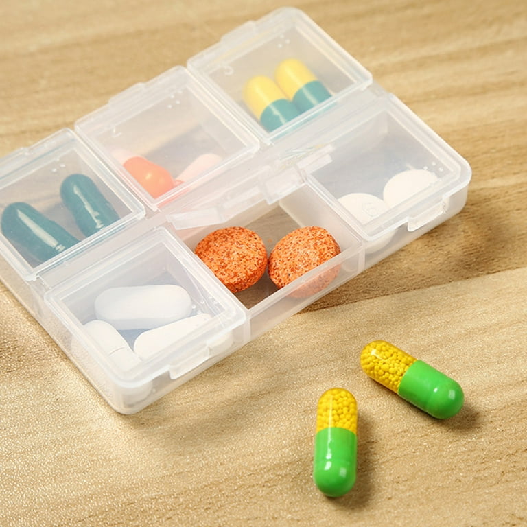 Pompotops Portable Pill Organizer, Portable Mini Dispensing Box Tablets  Dispensing Box Storage Box Portable 