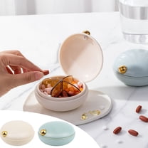 Portable Pill Organizer Box 4 Compartment Travel Medicine Case with Double Lock Design, Small 3.3x1.73" Pocket Sized Daily Medication Container for Purse Backpack, Food Grade Plastic with Removable