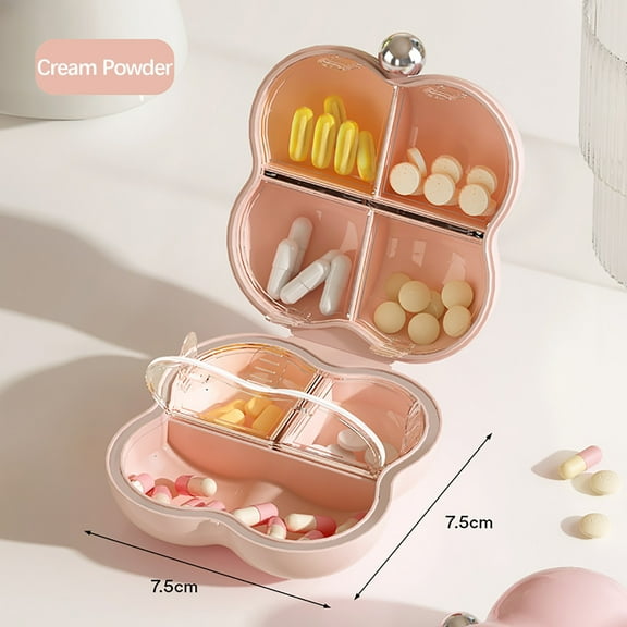 Portable Pill Organizer Box | 7-Day Weekly Medication Case | Small Travel Storage Container with Individual Compartments | Airtight & Waterproof Design | 7.5X7.5Cm Plastic Box