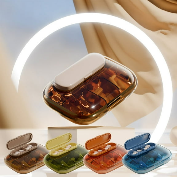 Portable Pill Organizer Case | Weekly 3-Meal Compartments, Waterproof Mini Box, Sealed Damp-Proof ABS, 6 Squares, Travel-Friendly Medication Storage, Easy to Clean, Compact Design