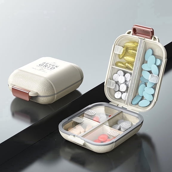 Portable Pill Organizer, Pill Box with 7 Compartments, Easy to Open, Large Capacity, Daily Medicine Pill Organizer for Travel