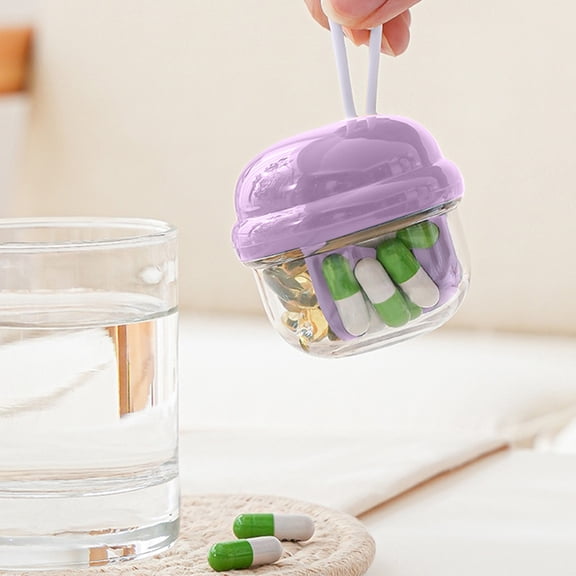 Portable Pills Dispenser With 4 Large Compartments,Wide Opening Medicine Organizer With Travel-Friendly Hand Strap,Convenient For Vitamin Supplement Storage And Daily Health Management-Purple