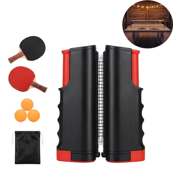 Portable Ping Pong Paddle Set with Retractable Net 2 Rackets 3 Balls for Indoor & Outdoor