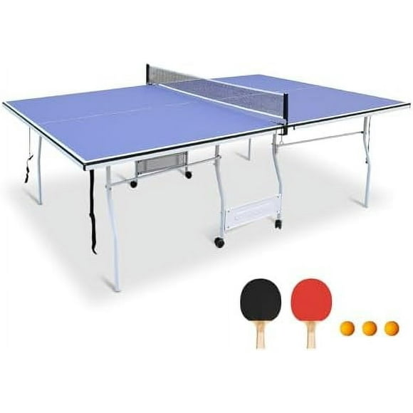 Portable Ping Pong Table 4.5FT/6FT/9FT Foldable Compact Space-Saving Design, Multi-Use Table Tennis Table for Kids Teens Adults, Free Standing Indoor/Outdoor Game