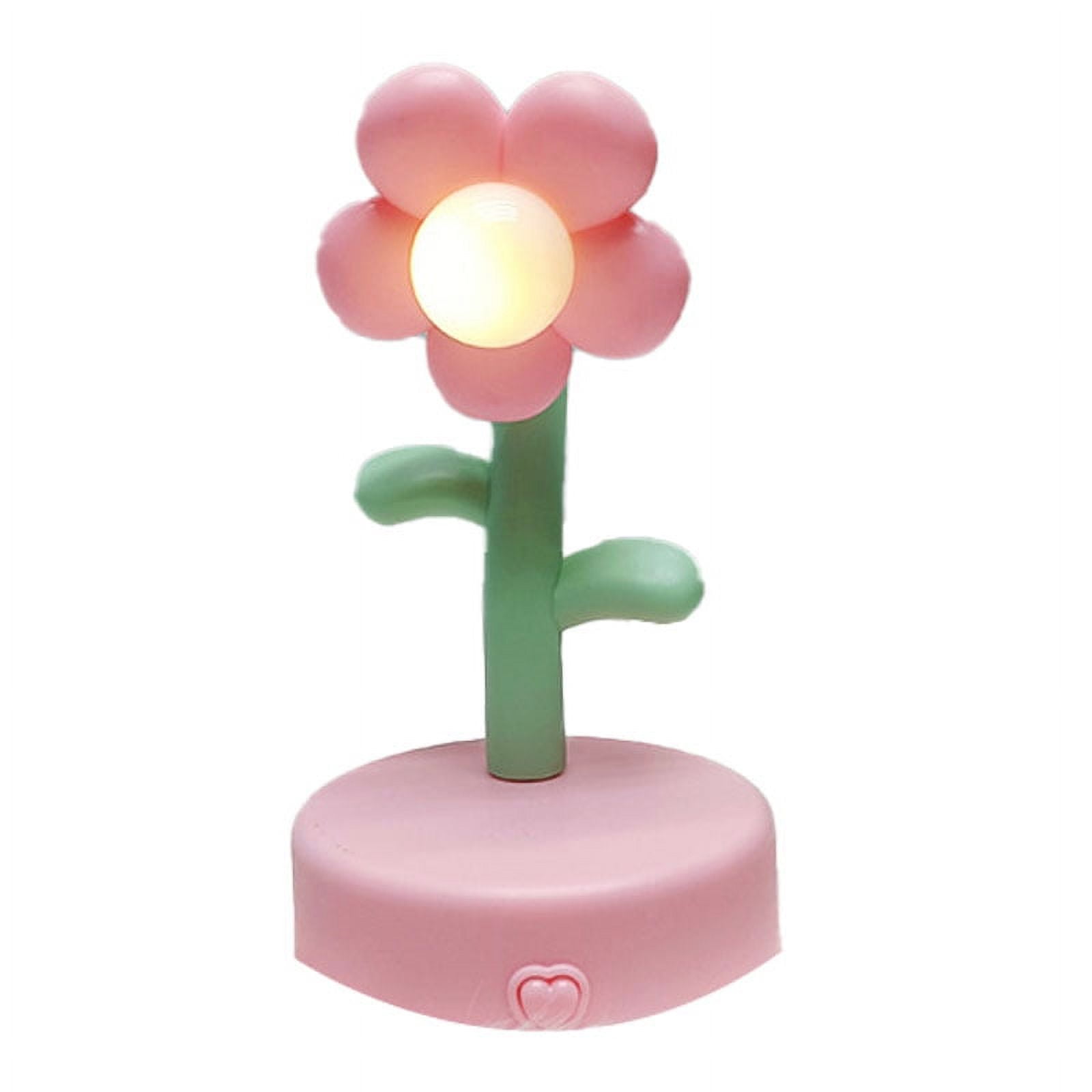 Portable Pink Flower Night Light Table Lamp Cute Desk Lamp for Office
