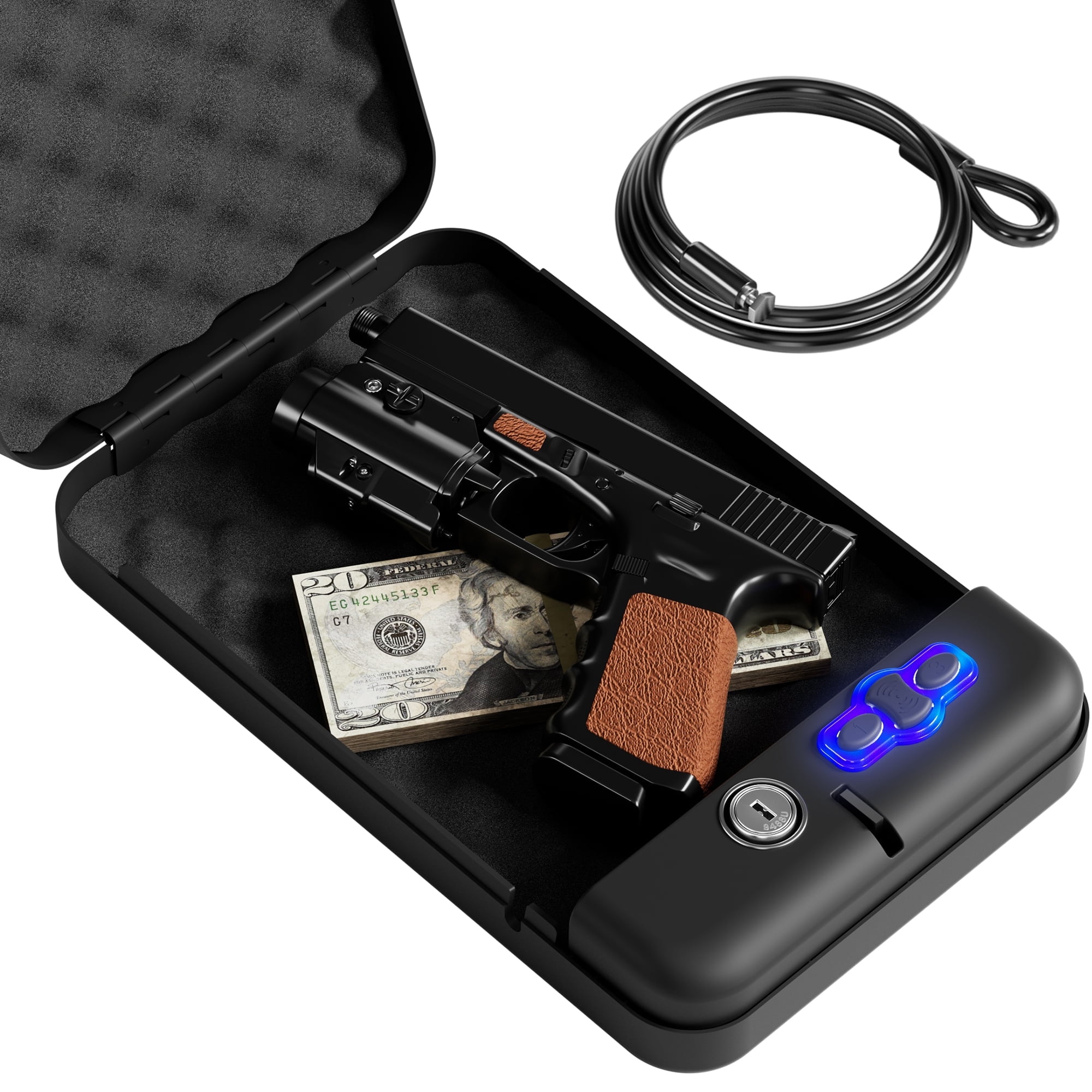 Grimtron Portable Pistol Safe Electronic Lock Box for Car Travel Handgun Walmart