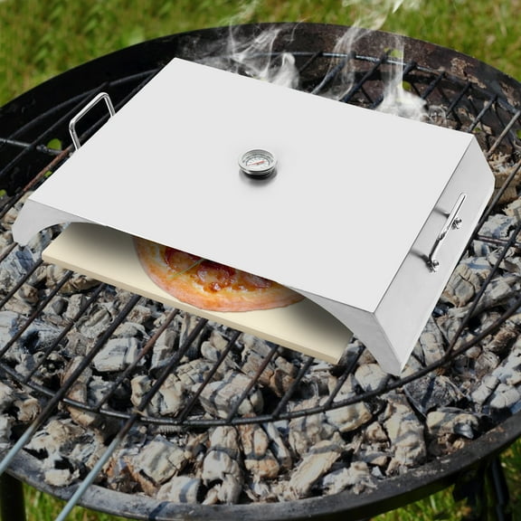Portable Pizza Oven with Cordierite Stone - 12-Inch Baking, Stainless Steel Construction, Fast Heat Up To 500F, Perfect for Gas Grills & Campfires