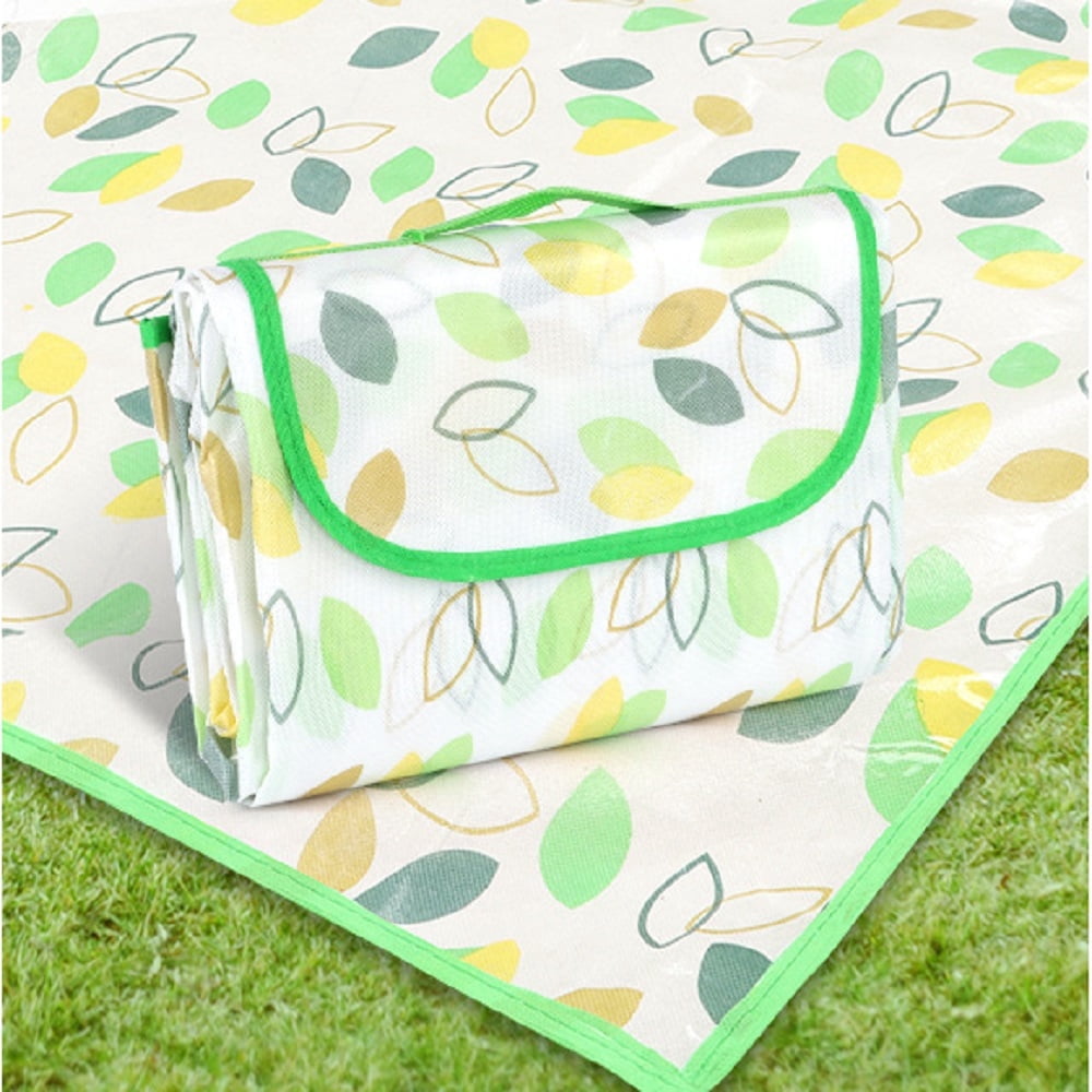 Portable Plaid Picnic Blanket, Waterproof Sandproof with Tote Handle, Yellow, Lawn Park Beach Travel