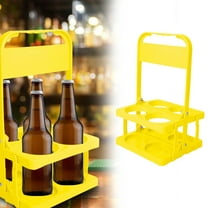 Wine and Glass Racks Portable Plastic Drink Reusable Beer Bottle Coffee Cup Holder Beverage Cup Drink Caddy For 4 Holes Cup Holders With Handle For Catering Restaurant Travel Car,Yellow Kitchen Wine &