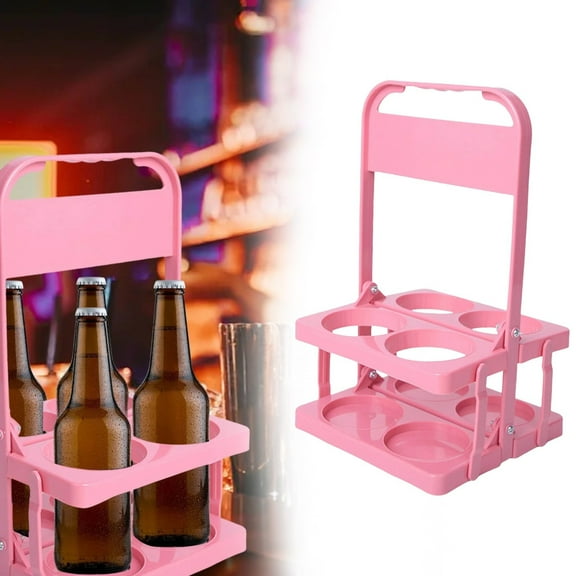 1 Foldable Rack Portable Plastic Drink Reusable Bottle Coffee Cup Holder Beverage Cup Drink Caddy for 4 Holes Cup Holders with Handle for Catering Restaurant Travel Car