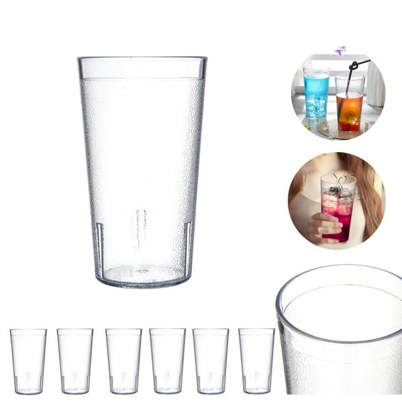 Portable Plastic Drinking Glasses,Durable Stackable Tumbler,Set of 8 Clear Plastic Shatter-Proof Glasses for Restaurants,Cafeterias,480ml/16oz
