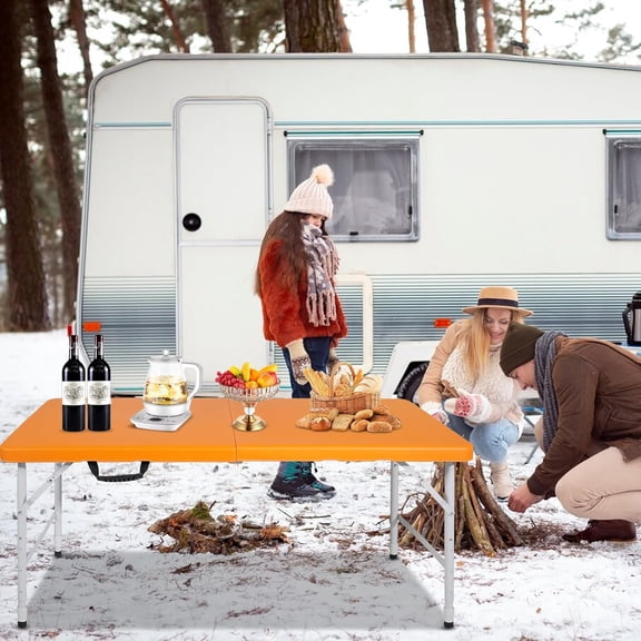 Portable Plastic Folding Table 4ft/6ft/8ft Heavy Duty White Black Picnic Dining Table Fold-in-Half for Camp Party Kitchen Indoor Outdoor