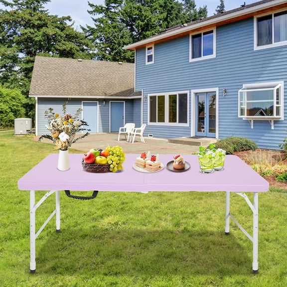 Portable Plastic Folding Table 4ft/6ft/8ft Heavy Duty White Black Picnic Dining Table Fold-in-Half for Camp Party Kitchen Indoor Outdoor